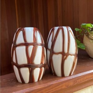 MCM Hand Blow Brown Swirl Fuses Glass Bulb Sconce Globe